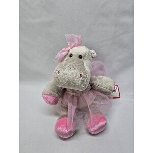 Douglas cuddle toys plush Lulu Gray Hippo ballerina 9" Plush- FACTORY ERROR ARM
